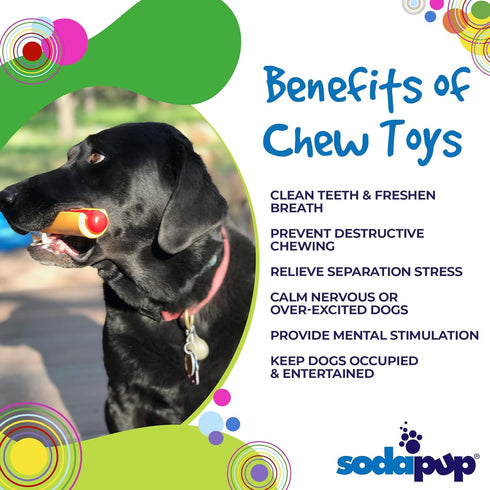 SodaPup Hot Dog – Durable Dog Chew Toy Made in USA from Non-Toxic Nylon for Mental Stimulation and Clean Teeth