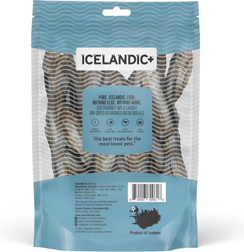 Icelandic+ Whole Fish Herring, 3oz Bag, Dog Treats, Pure Wild-Caught & Air-Dried, Single Ingredient Snack