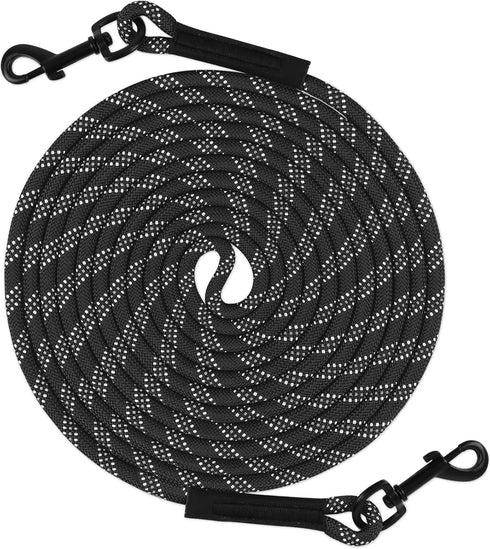 Taglory 15FT 30FT 50FT Dog Tie Out, Long Leash with 2 Swivel Hooks for Large Medium Small Dogs Walking, Black