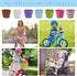 Kids Bike Basket, Woven Bicycle Basket with Stickers, Bell, Windmill, and Colorful Ribbons for Girls Boys