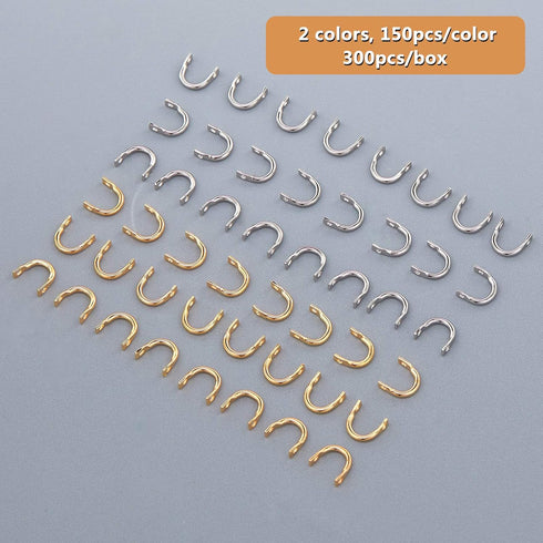 SUPERFINDINGS 300pcs Fishing Spinner Clevis, U-Shaped Brass Links for Lure Making Fishing Accessories