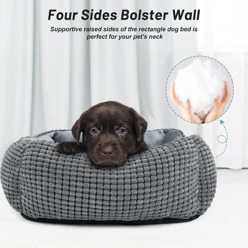 MIXJOY Rectangle Dog Bed for Large Medium Small Dogs, Washable Orthopedic Sofa Bed, Anti-Slip Bottom, Grey (35")