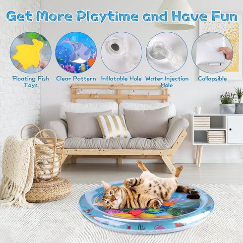 Generic Cat Dog Water Mat, Thickened Durable Non-Slip Playmat, Durable Easy Clean Water Mat, for Indoor and Outdoor Cat