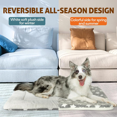 Mora Pets Dog Bed Crate Pad, Ultra Soft Pet Bed with Cute Star Print, Washable Reversible Fleece for Large Medium Small