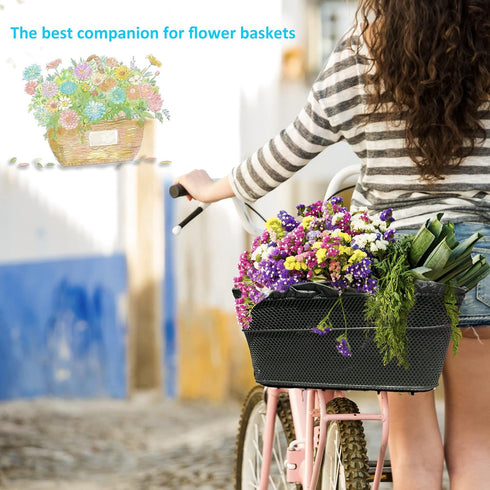 Rear Bike Basket, Bicycle Rack Basket with Rainproof Reflectors and Cargo Net, 15.45 * 11.6 * 7.1 inches