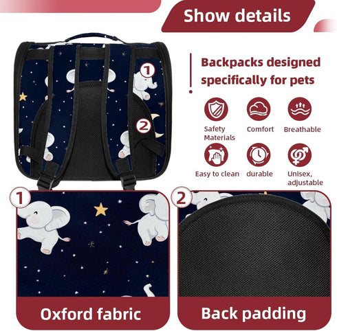 (1) White Baby Elephants Cat Carriers Dog Carrier Pet Carrier with Locking Safety Zippers for Cats, Kitties, Puppies