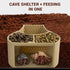 HERPDEN 2-in-1 Setup Hermit Crab Habitat Shelter with Dual Food Bowls, Cave Shelter & Feeding Dish, Textured Climbing