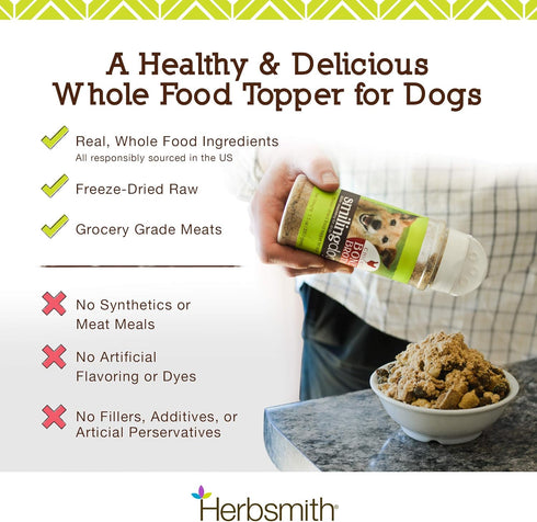 Herbsmith Kibble Seasoning – Freeze Dried Beef Dog Food Topper for Picky Eaters - 4.5oz