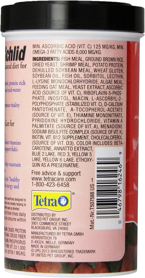 TetraCichlid Cichlid Flakes, 2.82 oz, Fish Food, Clear Water Advanced Form