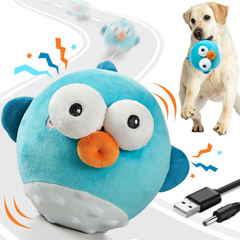 Interactive Dog Toys - Squeaky Dog Toys with Rechargeable Crinkle Ball for Small, Medium, and Large Dogs