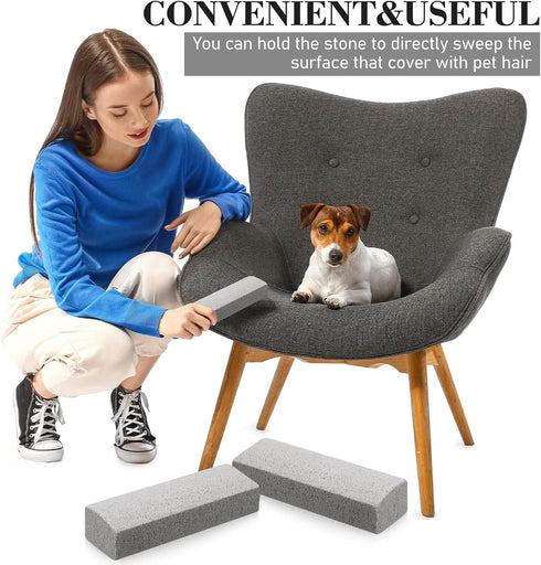 Loopeer 2 Pcs Pet Hair Remover Pumice Stone, 6 Inch Dog Fur Removal Tool for Cleaning Car Interior, Bedding, Carpet