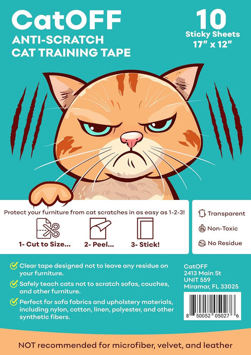 17x12 inch Furniture Protectors from Cats Scratch, Couch Protector for Cats, Anti Cat Scratch Furniture Protector, Couch Guard for Cats - Sofa Corner Scratching Training Tape Deterrent 10-Pack