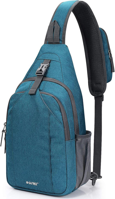 G4Free Sling Bag RFID Blocking Sling Backpack Crossbody Chest Bag for Hiking Travel (Teal Blue)