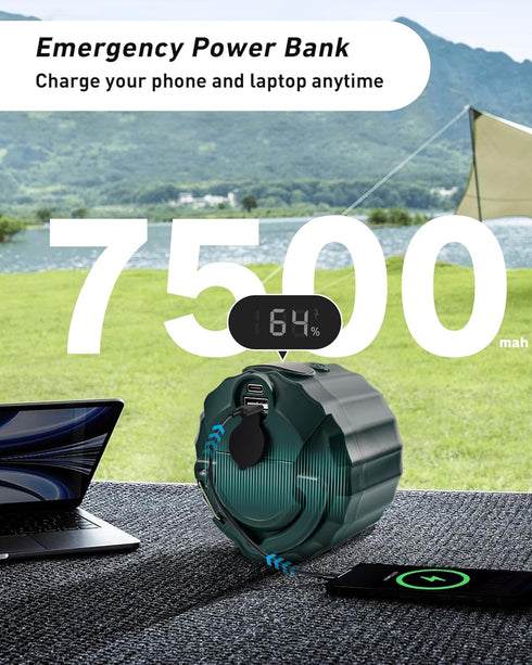 DUKUSEEK Tent Ceiling Fans for Camping Hanging, Portable Tent Fans with Light and Remote Control, Power Bank, USB