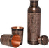 Pure Copper Water Bottle with 2 Tumblers Set, Beautiful Floral Pattern for Ayurveda Health Benefits