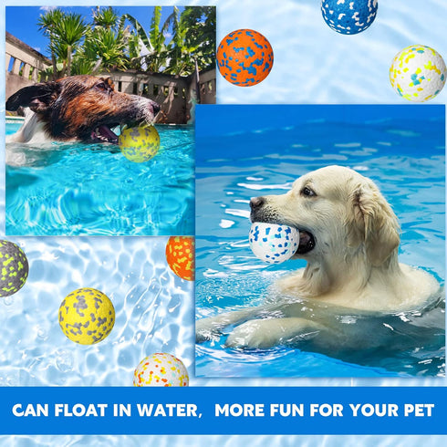 Lenwen 10 Pcs Dog Toy Ball for Aggressive Chewers, Interactive Bouncy Floating Rubber Ball for All Dogs (Bright Color,
