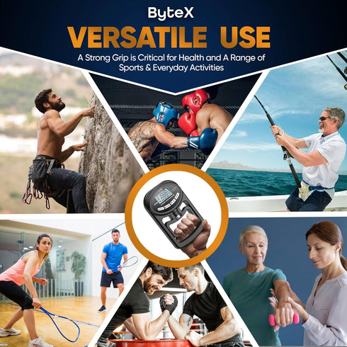 Hand Dynamometer Grip Strength Trainer - Digital Hand Grip Strength Tester 265 Lbs / 120 Kgs for Home, School, Sport Use