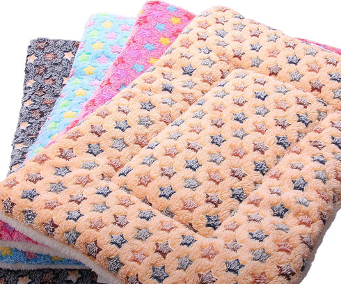 FJWYSANGU Fluffy Pet Cat Blanket, Soft Coral Velvet Puppy Cushion Mat, Warm Cover Pad in Dark Blue