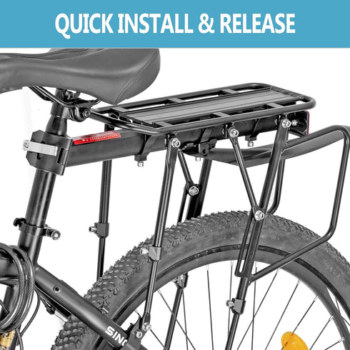 Rear Bike Rack, 310 LB Capacity Cargo Rack with Fender & Reflective, Quick Release for Mountain Road Bicycles