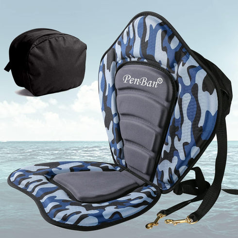 Universal Deluxe Kayak Seat Cushion with Storage Bag, 4 Adjustable Straps for Boat, SUP, Canoe, Rafting, Fishing