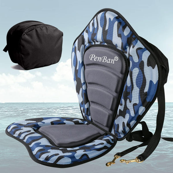 Universal Deluxe Kayak Seat Cushion with Storage Bag, 4 Adjustable Straps for Boat, SUP, Canoe, Rafting, Fishing