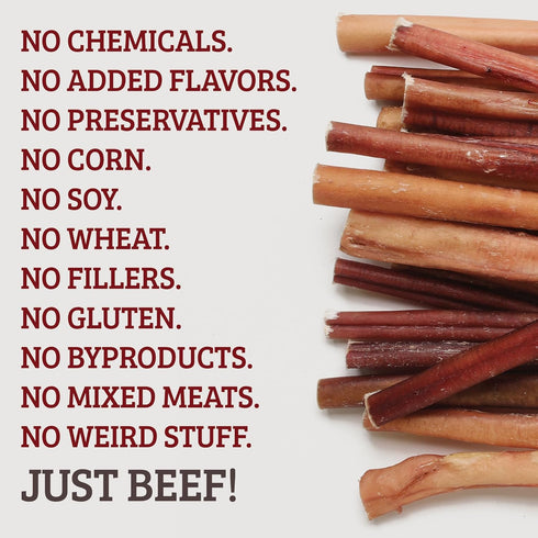 Barkz Naturals 12 Inch Odor-Free Bully Sticks for Medium to Large Dogs, (12 Inch, 6 Pack) All-Natural Beef Pizzle Chews