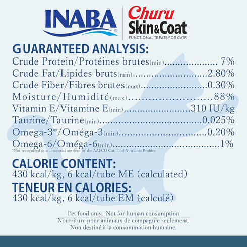 INABA Churu Tuna Recipe Cat Treats, Lickable Purée with Omega Oils, Taurine, Green Tea, 0.5 Ounces Each - 12 Tubes