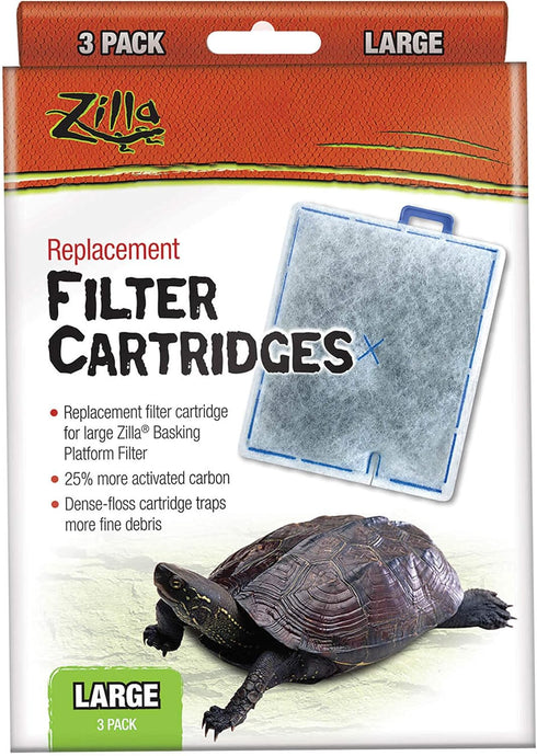 Zilla Reptile Pet Terrarium Water Filter Replacement Cartridge, Large, 3-Pack