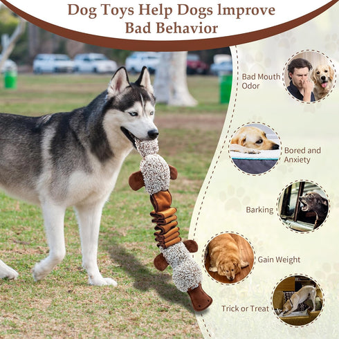 Squeaky Dog Toys, Interactive Tug of War Puppy Toys, Funny Plush Chew Toys for All Dog Sizes