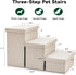 Love's Cabin 3-Step Dog Stairs with Storage, Adjustable Foldable Ramp for Small Medium Large Dogs, Beige