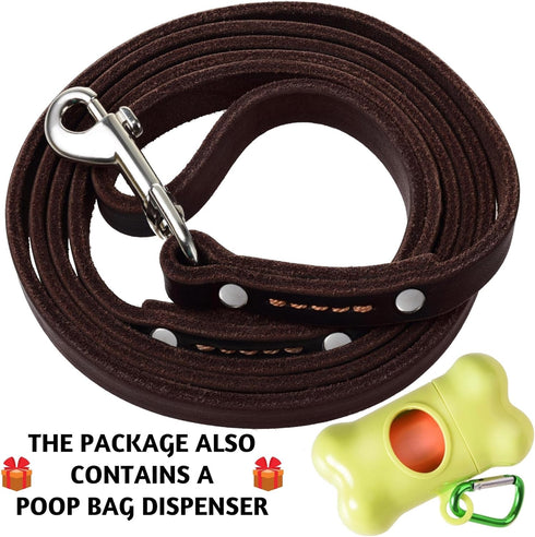 ADITYNA Premium Leather Dog Leash - 6 ft, Heavy-Duty, Soft & Strong for Small/Medium Dogs, Perfect for Walking,
