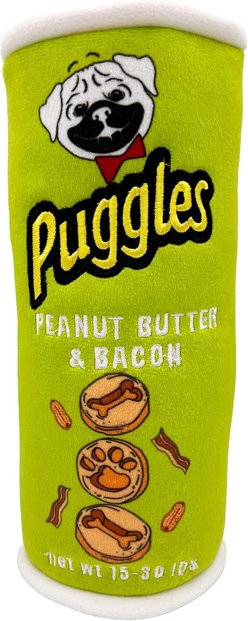 Huxley & Kent Puggles Can (Large) - Power Plush Dog Toy with Squeaker, Fun and Durable Dog Gift