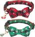 ADOGGYGO Christmas Dog Collar with Bow Tie, Adjustable Red Green Plaid Collar for Small Dogs.