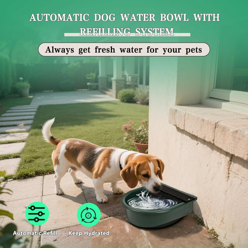 boajf 1 Automatic Dog Water Dispenser with Drain Valve, Gallon Outdoor Auto Water Dog Bowl with Float Valve, Automatic