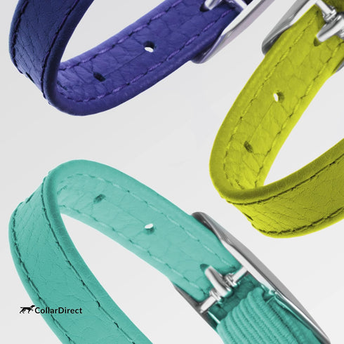 CollarDirect Leather Cat Collar with Elastic Strap, Kitten Collar with Bell, 8-11 Inch, Mint Green