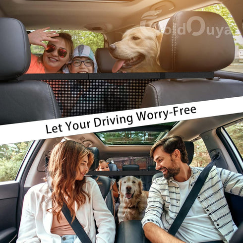 Car Dog Net Barrier, 21 * 21In Adjustable Mesh Obstacle Car Dog Barrier Net Car Back Seat Pet Fence Car Pet Isolation Protective Network, Easy to Install and Clean