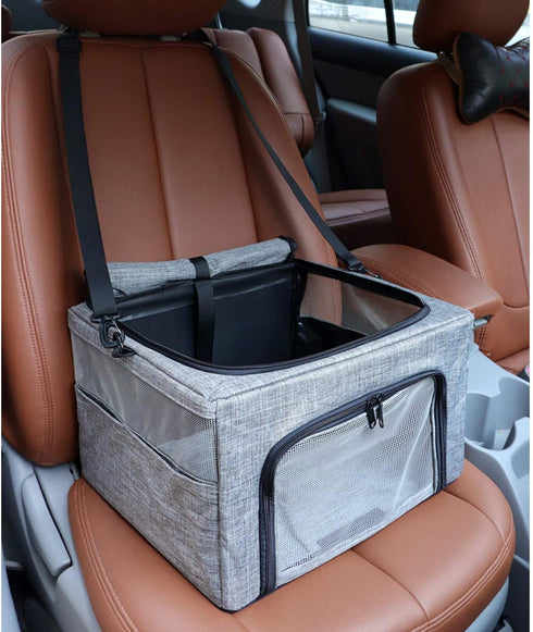 Beelike Dog Cat Car Seat, Collapsible Cat Puppy Car Carrier with Metal Frame,