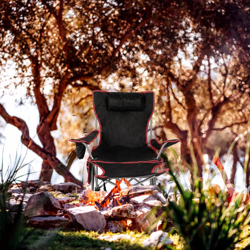 1-Pack, YSSOA Removable Footrest Reclining Camping Chair, Black