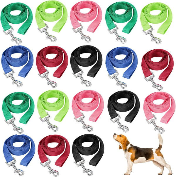 18 Pcs Nylon Dog Leash, 5 ft Long, Strong Durable Puppy Leash Rope with Heavy Duty Buckle, 0.79 Inch Wide, 6 Colors