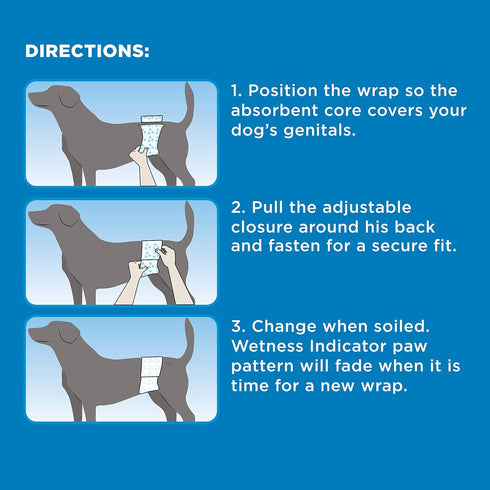 36 Count Four Paws Wee-Wee Super Absorbent Disposable Adjustable Dog Potty Training Male Wraps Diapers, Leak-Proof