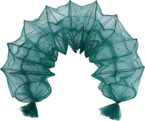 MAGICLULU Portable Fishing Trap Net 14-Part 2.1m Fish Cage Shrimp Lobster Minnow