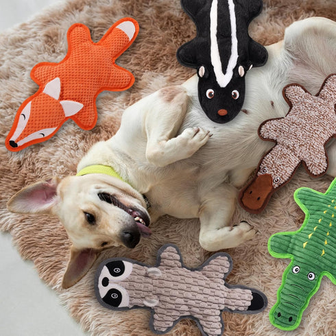 Eneston 5 Pack No Stuffing Squeaky Dog Toys for Large Dogs - Interactive Durable Plush Chew Toy with Crinkle Paper