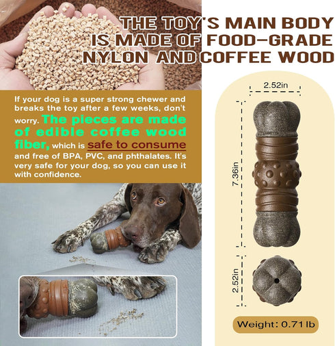 Dog Chew Toys for Aggressive Chewers, Tough Squeaky Interactive Toy for Medium/Large Dogs