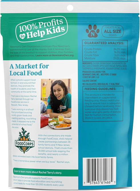 5 oz (Pack 6) Newman's Own Chicken Jerky Dog Treats, Bag of High Protein, Grain Free, US Farm-Raised Chicken as First