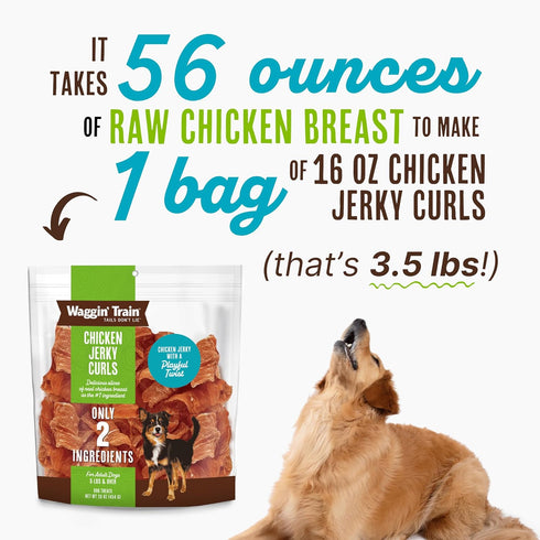 Waggin' Train Chicken Jerky Curls Limited Ingredient, High Protein, Grain Free Dog Jerky Treat - 16 oz Pouch