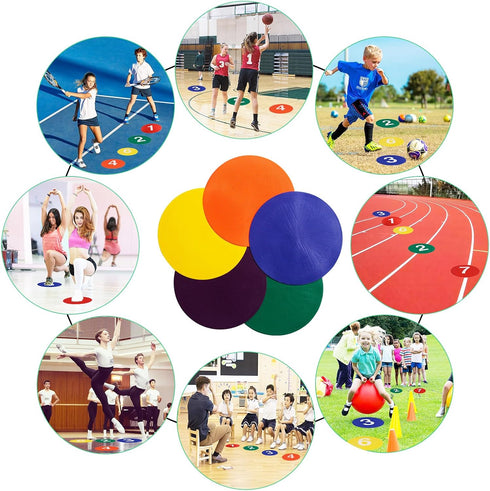 Nuburbur 9 Inch 10/24 Poly Spots, Anti-Slip Spot Markers Floor Spots, Waterproof Flat Filed Cones Poly Dots for Agility