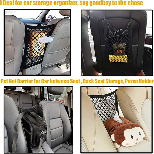 DYKESON Dog Car Net Barrier, Pet Barrier with Auto Safety Mesh Organizer for Cars, SUVs, Easy Install