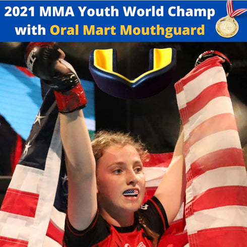 Youth Mouth Guard for Kids (USA Flag & Fangs) - 20 Colors to Choose from - Football, MMA, Rugby, Boxing