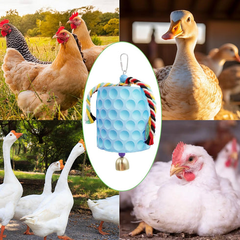 MinrzPet Chicken Coop Accessories, Chicken Beak Grinding Calcium Stone with Bell, Chicken Toys for Coop, Enrichment