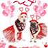 6 Pcs Valentine's Day Dog Costume Set, Including 2 Pcs Red Heart Headband, 2 Pcs Buffalo Plaid Bandana